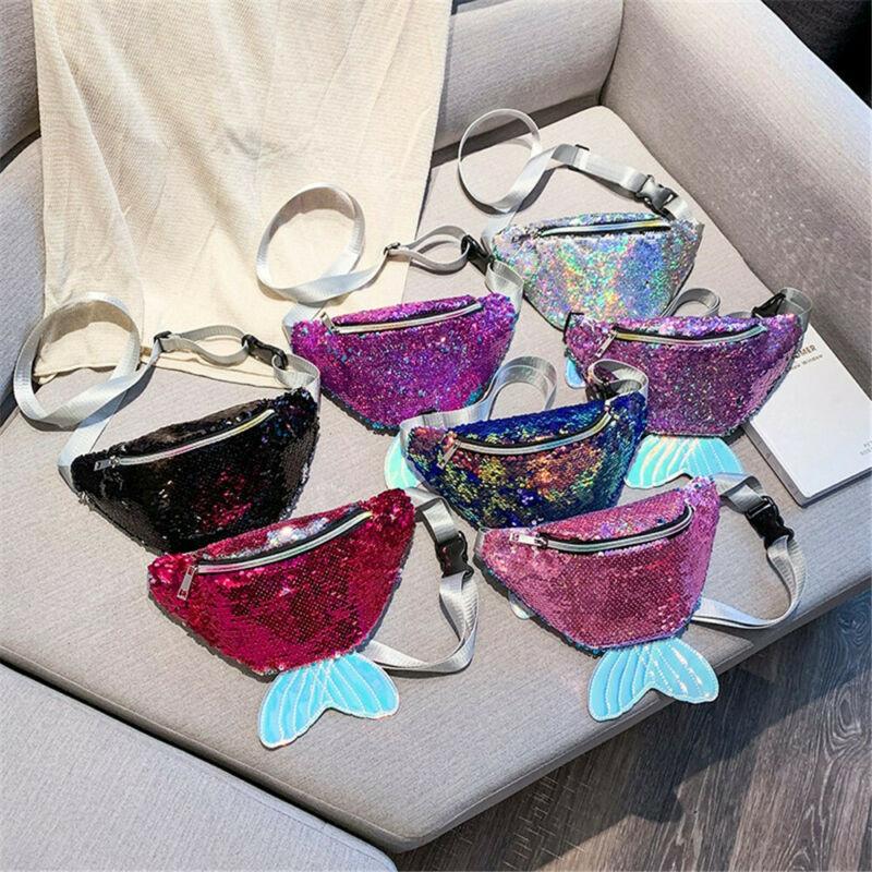 

Waist Bags 2021 Women Kids Girl Sequined Fanny Pack Travel Money Belt Wallet Glitter Bum Bag Pouch