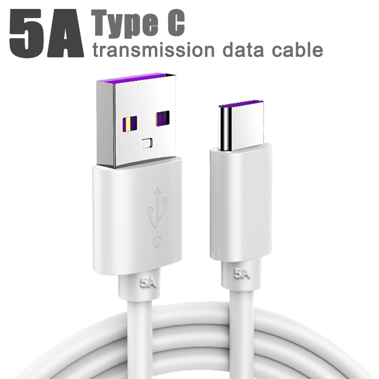 

5A Type C Cable usb Charger 1m 3ft 2m 6ft 3m 10ft Cables Data Sync 3.1 Type-C Fast Charging Cord For Samsung S21 s20 Plus phone, White