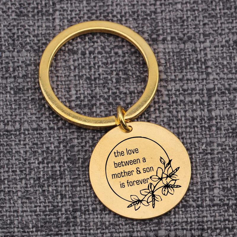 

Keychains Mom & Son Gift Pendant Keychain Optional Color 25mm The Love Between A Mother And Is Forever Car Bag Key Tag Jewelry Gifts