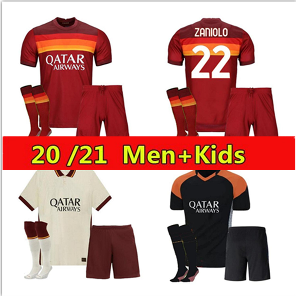 

Adult kids kit 20 21 ROMA home away soccer jersey 2021 PASTORE ROME DZEKO ZANIOLO EL SHAARAWY AS FOOTBALL SHIRTs, Black
