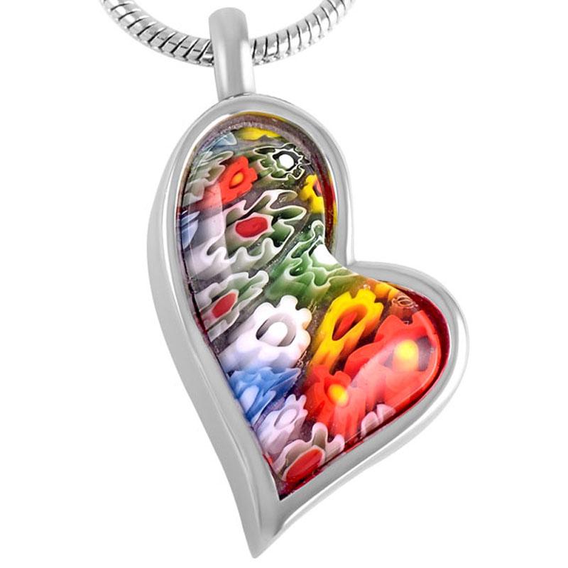 

Pendant Necklaces Beautiful Murano Glass Flower Heart Women Necklace Ash Keepsake Cremation Jewelry Pet Human Mini Locket Urn Free Funnel
