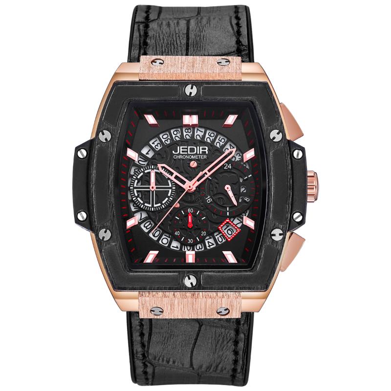 

Wristwatches Fashion Luxury Men Watch Leather Strap Waterproof Multifunctional Business Quartz Relogio MasculinoErkek Kol Saati, Black black