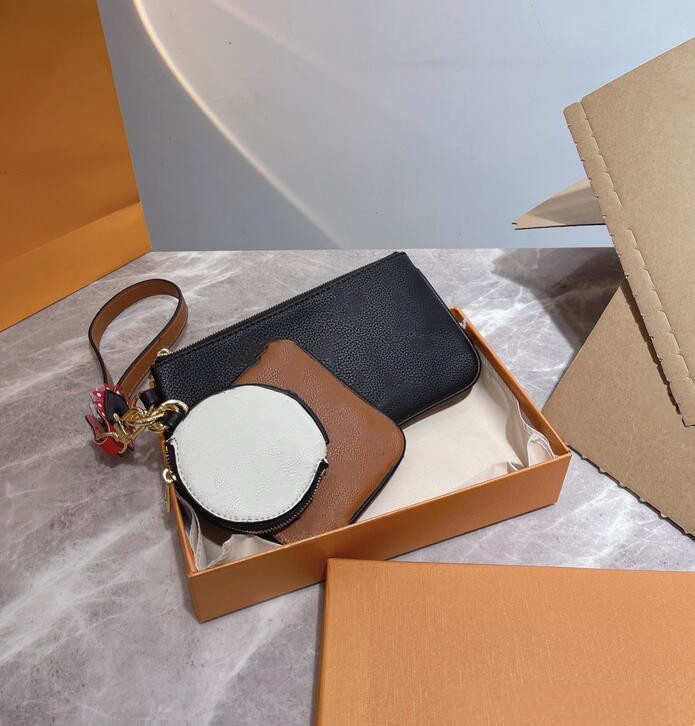 

2021 Three piece Fashion Bags latest camerabags Chain shoulder bag wholesale Women Leather colorful lady suit purse Crossobody with box dustbag M68756, Black