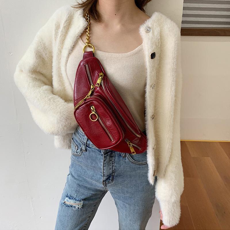 

Shoulder Bags Waist Bag Women PU Leather Fanny Packs Belt Red Purse Crossbody For Ladies Female Banana, Black waist pack