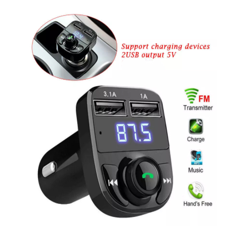 

USB Car Charger For Phone Wireless FM Transmitter MP3 Player Dual TF Card Music HandFree