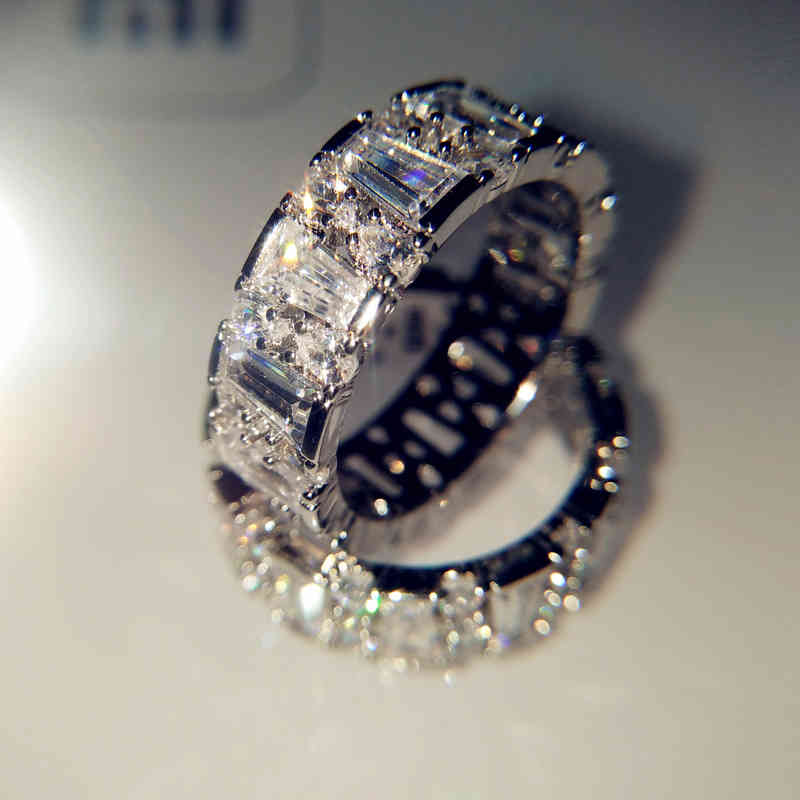 

18K White Natural 5 Carats Moissanite Jewelry Gemstone Bizuteria Solid 18 K Gold Anillos De Ring for Women Men Accessories