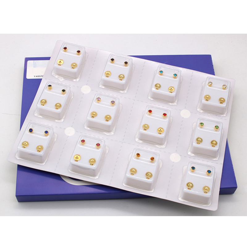 

Professional Body Piercing Stud Kit For Ears Silver Gold Stones Ear Hole Studs