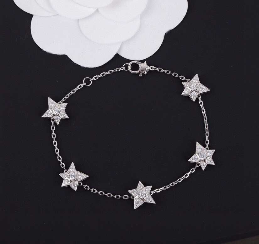 

New design stud earring star shape necklace bracelet with diamond for women wedding jewelry gift PS3036