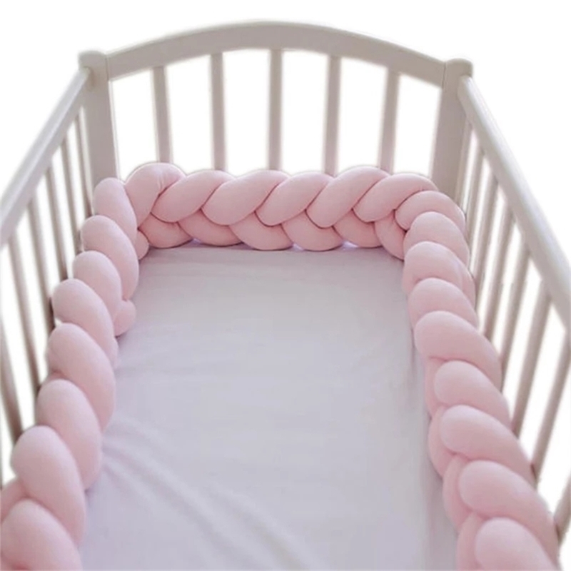 

2 M/3 M Braided Twist Bed Circumference Anti-collision born Bumper Infant Knotted Protector Pure Weaving Plush Knot Crib 211025