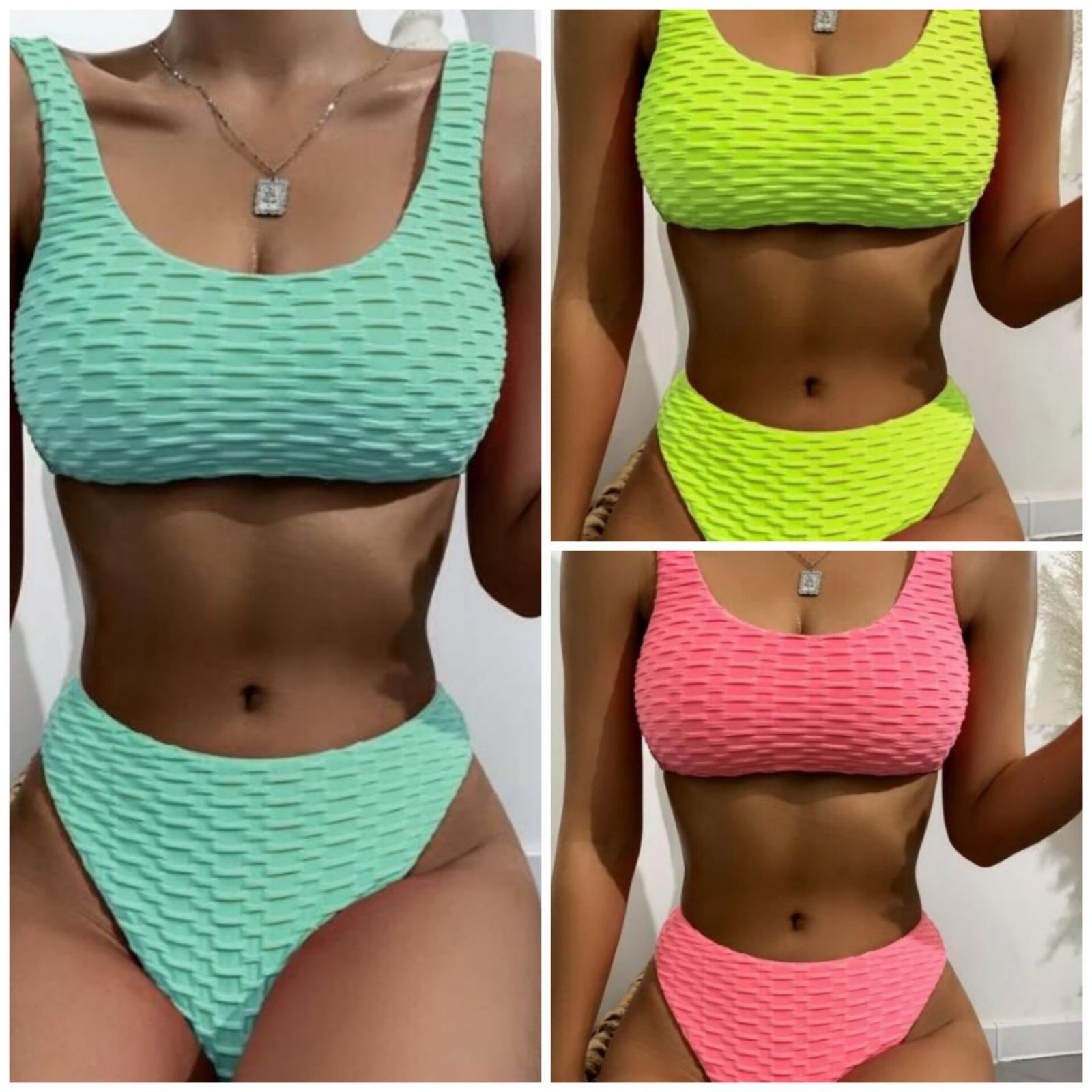 Sexy Multi Color 2021 High Waist Split Bikini Swimsuit-image-678669568