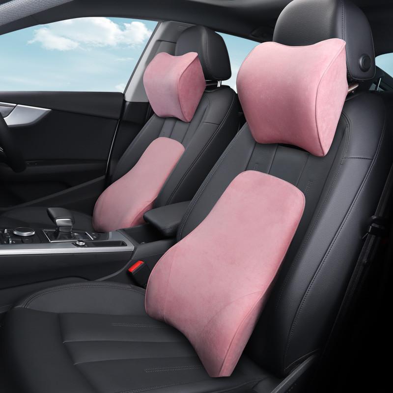 

Seat Cushions Lumbar Support Cushion For Car Office Chair Pink Women Cute Memory Cotton Automotive Products Solid Color Auto Accessory