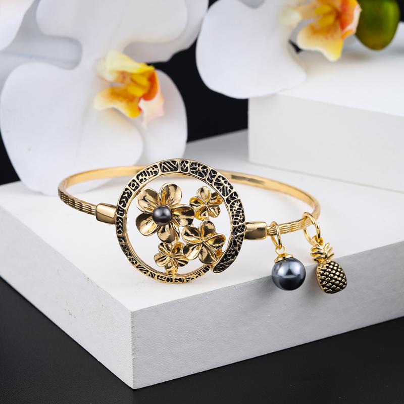 

Bangle Design Hawaiian Trendy Fashion Samoan Jewelry Polynesian Pineapple Flower Pearl Bracelets Bracelet For Women Partys