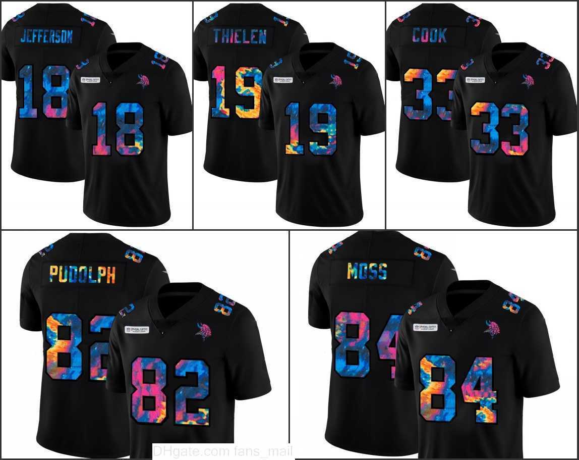 

MinnesotaVikingsMen #18 Justin Jefferson 19 Adam Thielen 33 Dalvin Cook Multi Color Black Crucial Catch Woman Youth Limited Jersey
