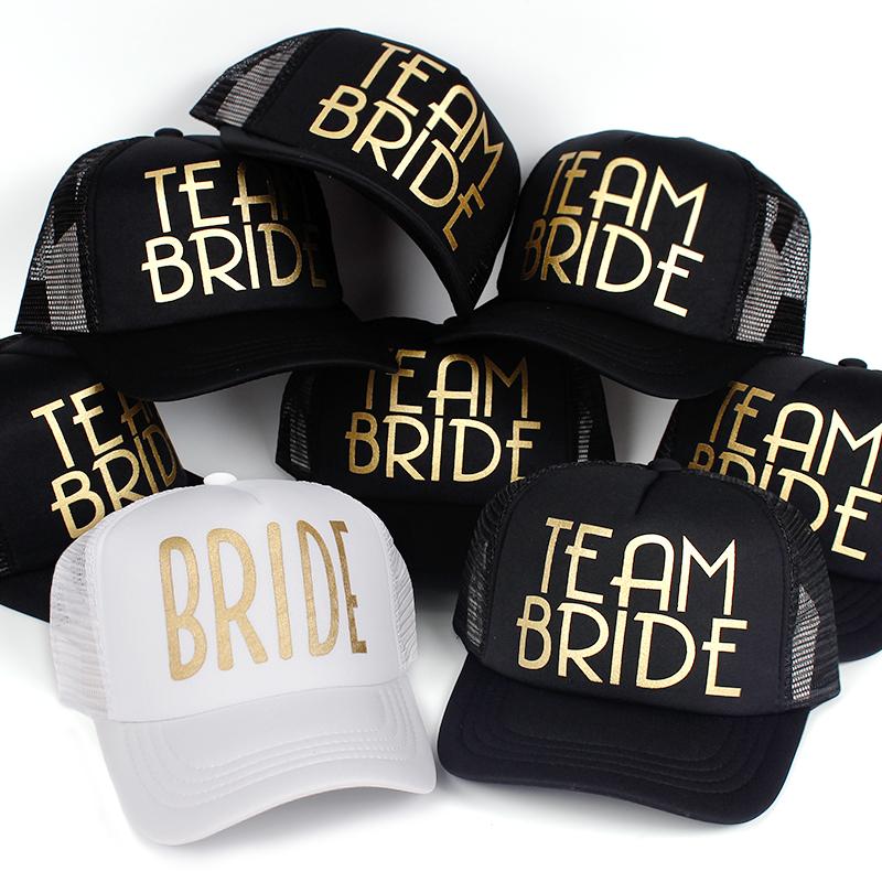 

Most Team Bride Baseball Cap Net Gold Print Woman Party Holiday Ready To Wedding Snapback Hat Wide Brim Hats, Blue;gray
