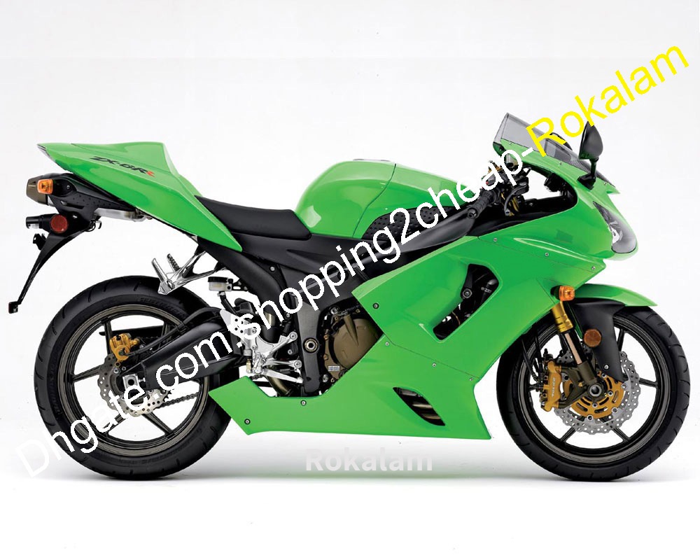 Coque de moto populaire pour Kawasaki Ninja 600 ZX6R 636 2005 2006 ZX-6R ZX 6R, Kit de carénage ABS vert (moulage par Injection)