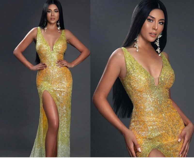 

Evening dress women cloth V-Neck Off shoulder Gold Lace Long dress Kim kardashian Kylie jenner Yousef aljasmi Cannes Film Festival, Same with picture