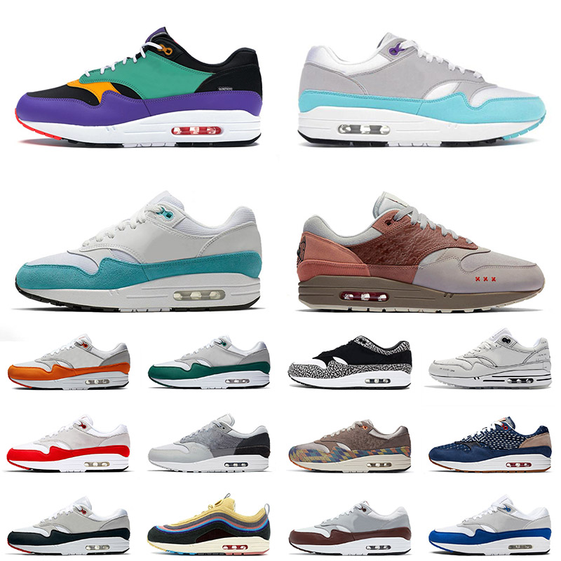 

Mens Cushion Running Shoes Sneakers 1 87s Patta Grey Black Waves Noise Aqua Monarch London Amsterdam University Blue Men Women Sports Trainers Sean Wotherspoon, D48 triple black 36-45