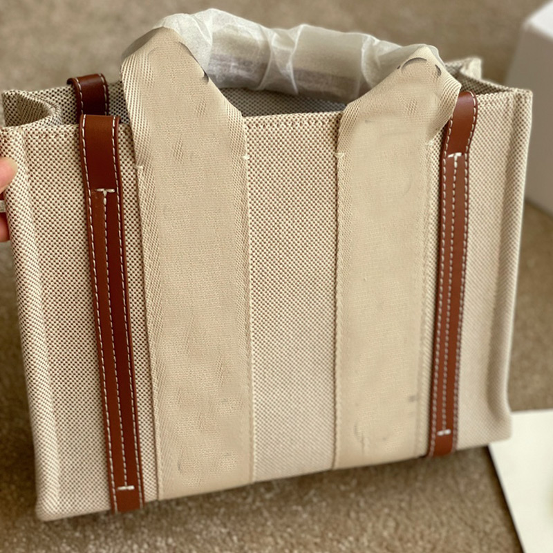 

Canvas Shopping Bag Women Handbag Large Capacity Package Lady Tote Bags Shoulder Purse Fashion Letter Patchwork Strip Three Size