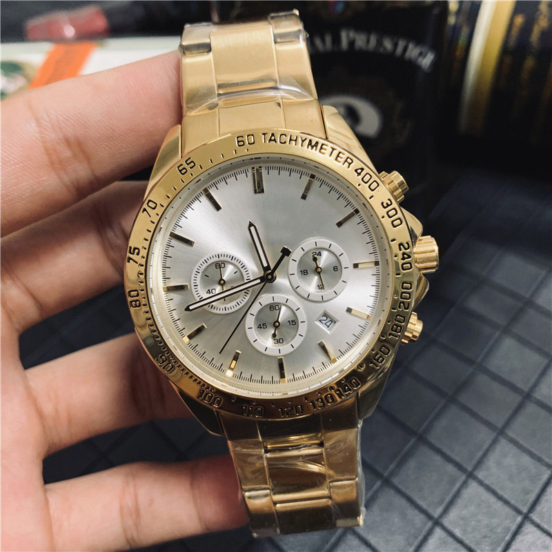 

Brand Watch Men Multifunction style stainless steel Calendar quartz wrist Watches Small dials can work BS25, Silver white