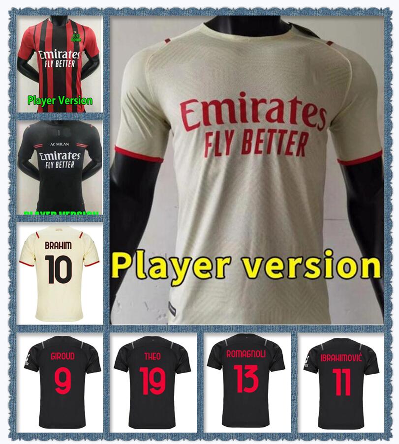 

Player version IBRAHIMOVIC soccer jerseys BRAHIM GIROUD M.MAIGNAN TONALI Kessie THEO REBIC BENNACER ROMAGNOLI CALHANOGLU 2021 2022 football shirt maillot, 21/22