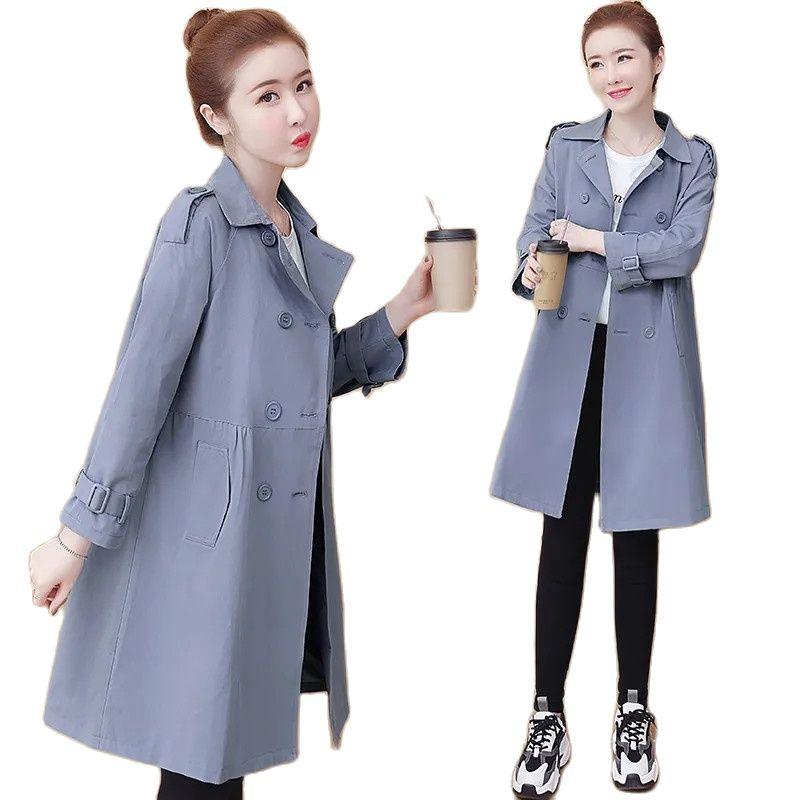 

Women's Trench Coats Coat Mid-Long Spring Autumn Suit Collar Clothing Temperament Double Breasted All-Match Ladies Jacket, Tan;black