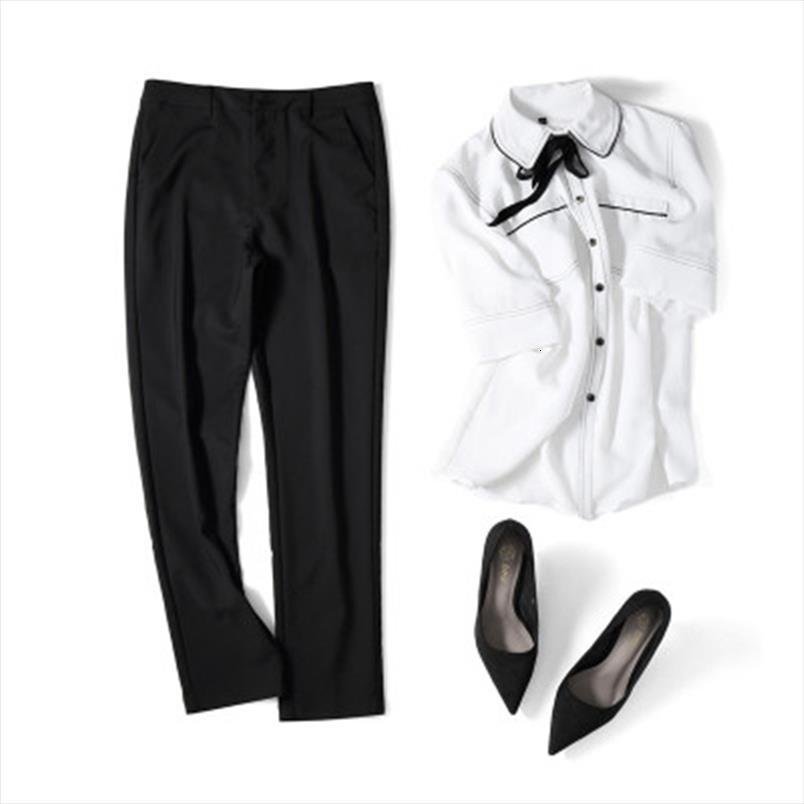 

fashion candy colored moms women pant hight quality plus size 4xl elastic slim office high waist cotton casual trousers, Black;white