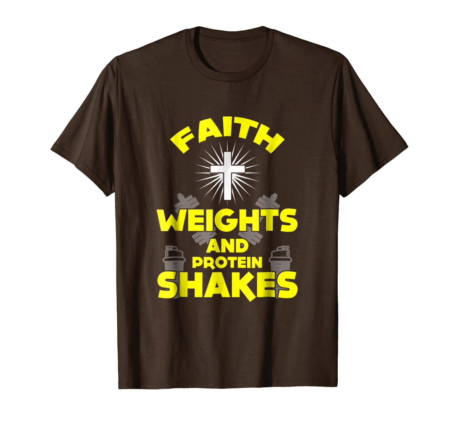 

funny faith weights protein shakes t-shirt - christian gift, White;black