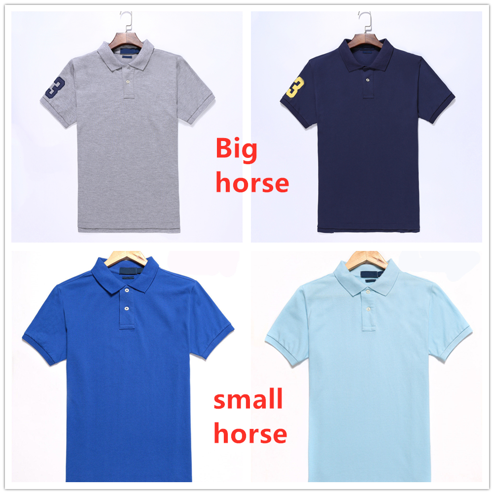 

mens polos Short sleeve T-Shirts Big or small horse Plus size S-2XL multiple colour Embroidery label Hommes Classic business casual Top Tee, White;black