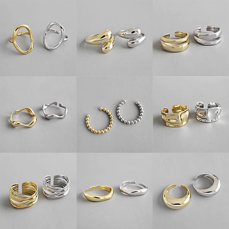 

Cluster Rings MEYRROYU Sterling Silver Two-colour Variety Irregular Ring For Women Creative Design All-match Finger Jewelry Party Gifts Coup, Golden;silver