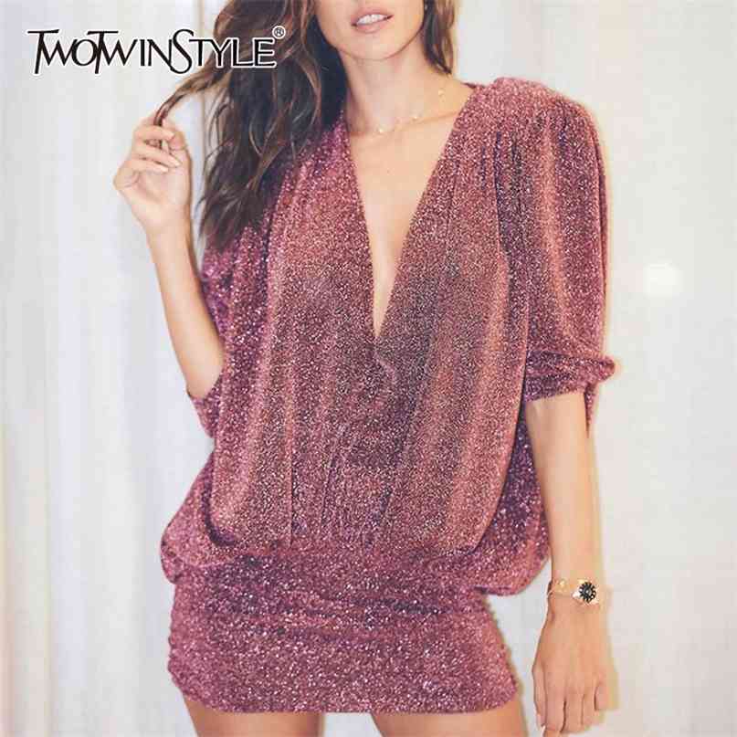 

Vintage Print Women Dress V Neck Lantern Long Sleeve Tunic Loose Mini Dresses For Female Fashion Clothing 210520, Red