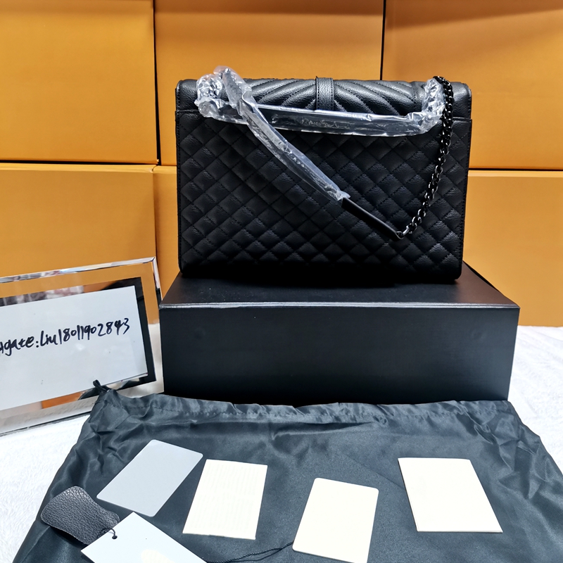 

Classic large volume high quality lady bags Leather woman chain handbag Gold hardware 31cm cross shoulder bag send box 3A#1602, Free delivery box