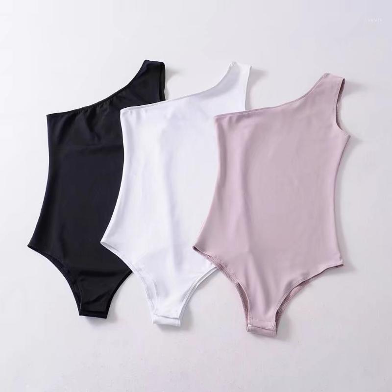 

Women's Jumpsuits & Rompers Women One Shoulder Bodysuit Elegant Basic Solid Color Overalls, Black;white