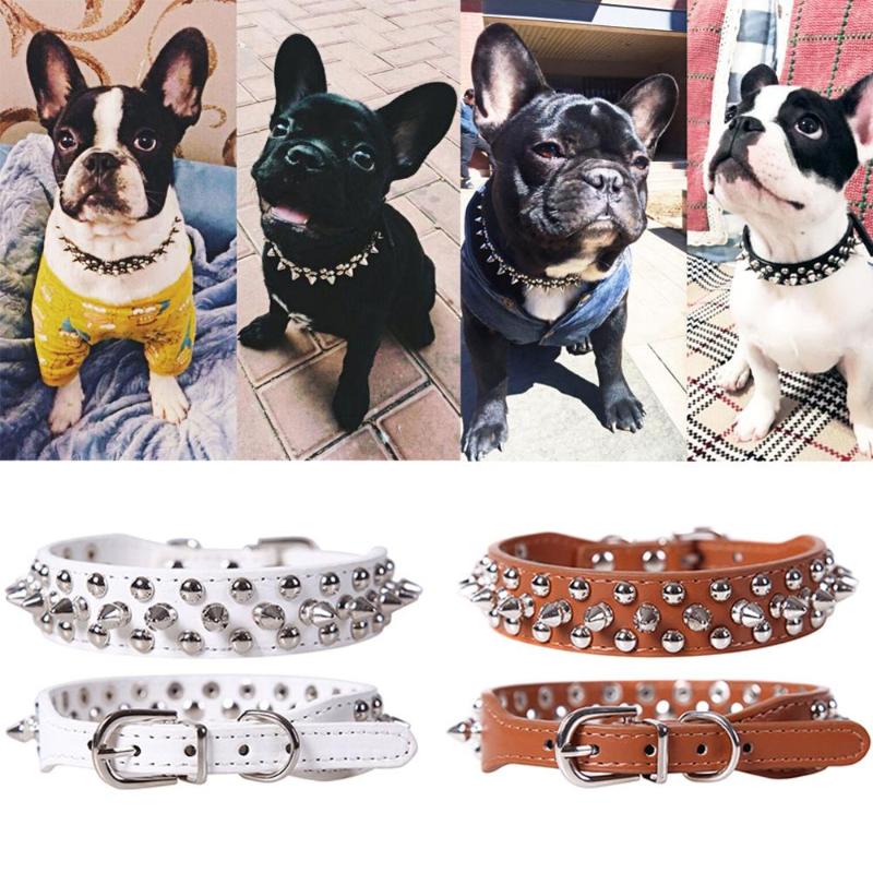 

Dog Collars & Leashes ! Funny Pet Pu Leather Collar Rivets Self-Protection Adjustable Spiked Studded Puppy Small