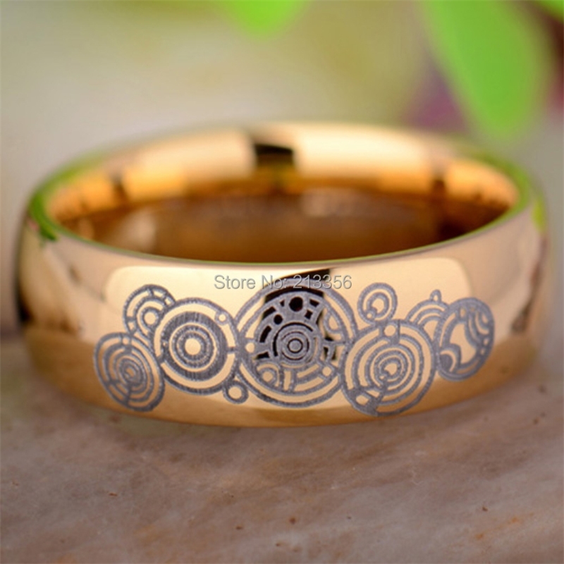 

!USA s E&C LUXURY JEWELRY 8MM COMFORT FIT GP DOME DOCTOR WHO TIME LORD TUNGSTEN WEDDING RING