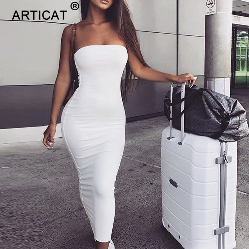 

women strapless bandage dress 2021 summer solid bodycon long beach dresses maxi female club pary dress vestidoshigh quality, Black;gray