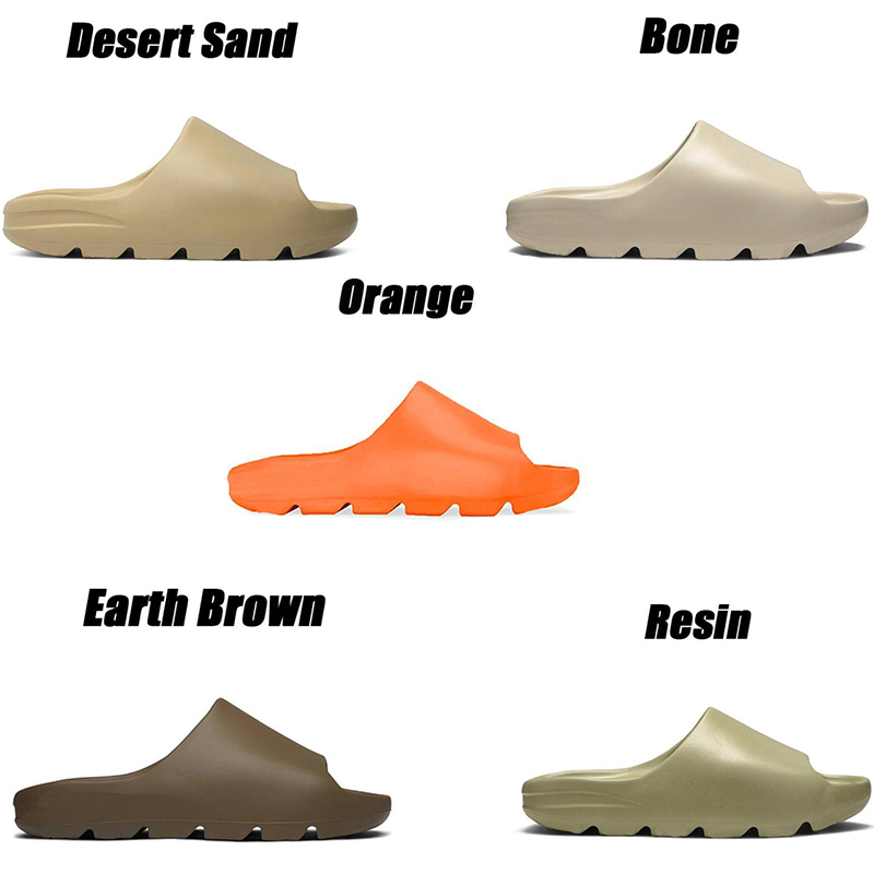 

2021 Beach slippers mens slide shoes foam runner bone resin earth brown soot triple black total orange white dark blue men women sneakers
