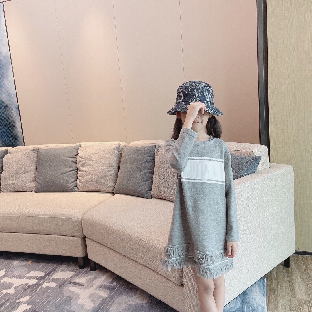 

Toddler Baby Girl Autumn Winter Dress Long Sleeve Solid Knitting Soft O-Neck sweater Dresses For Cute kids Casual Clothes, Gray