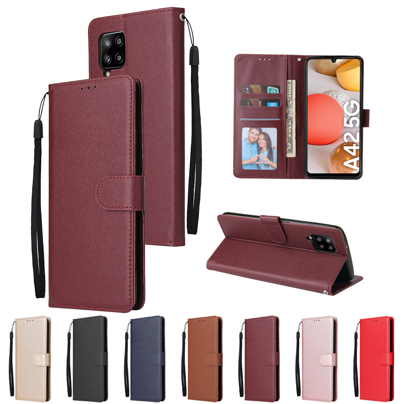 

Leather Cases for Samsung Galaxy A01 A10 A12 A21S A31 A20E A40 A41 A42 A50 A51 A70 A71 A3 A5 A7 A6 A8 Flip Wallet Protect Cover, Black