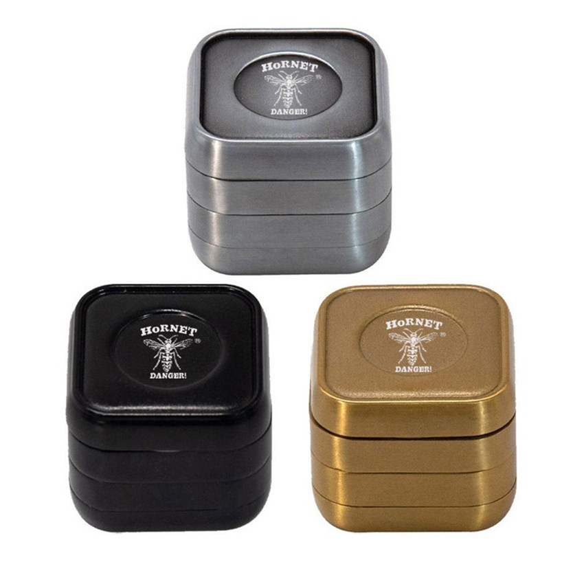 

Hornet Cube Four-Layer Zinc Alloy Smoking Grinders No bag 40mm 63mm Square Shape With Logo Grinder Tobacco Smasher E-cigarette Accessories DHL