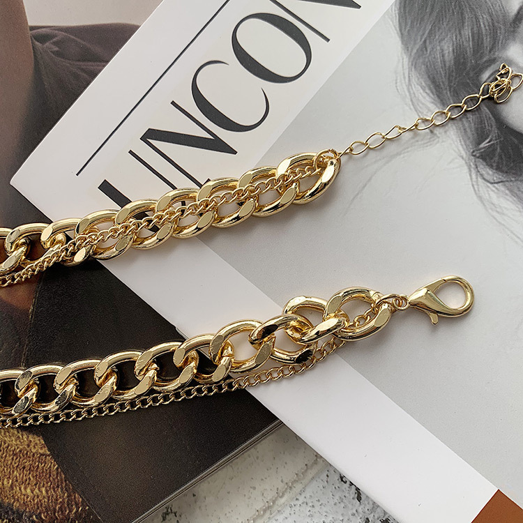 

Retro Portrait Exaggerated Thick Chain Necklace Double-Layer Personality Chain Hip-Hop Necklace Short Clavicle Chain Female