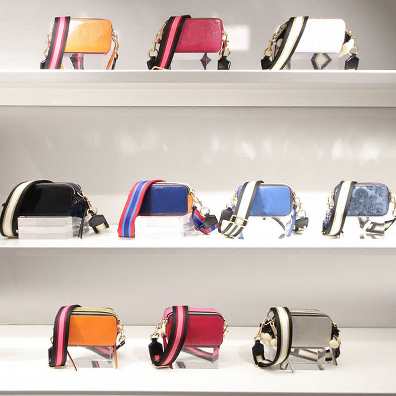 High Texture Foreign Style Fashion Contrast Color Camera Wide Shoulder Belt Msenger Small Square Bag Women's-image-724276165