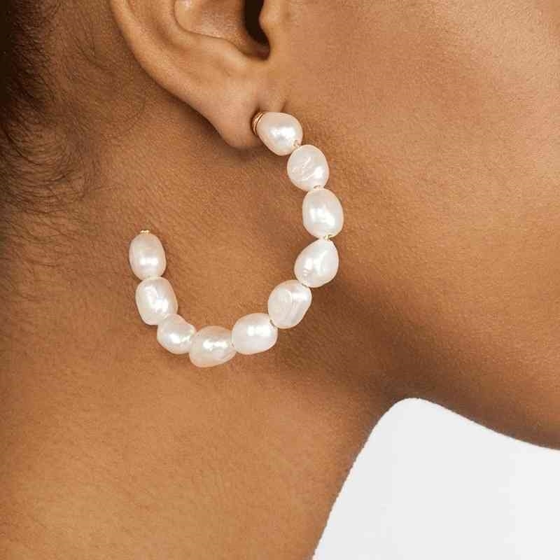 

C-shaped Pearl Brand Design Ear Stud Beaded Geometric Earrings Jewellery For High-end Fashion Women