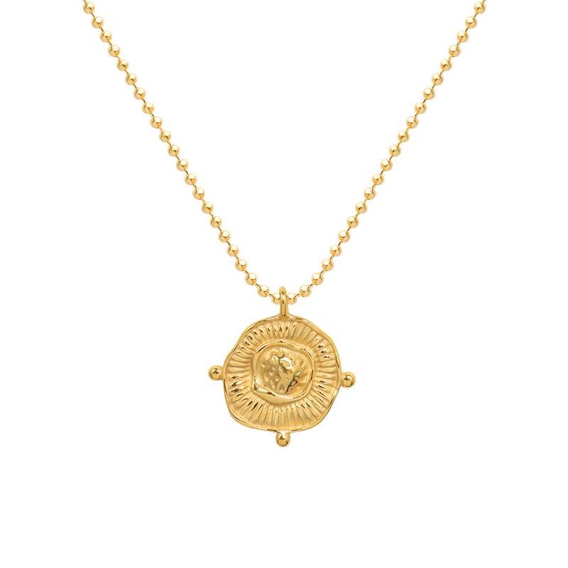 

Pendant Necklaces 2021 Stainless Steel Irregular Round Gold Necklace For Women Vintage Beads Chain Minimalist Sunflower Gift, Silver