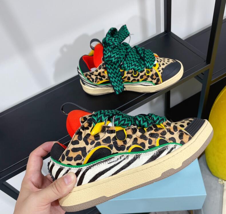 

LEATHER CURB SNEAKERS Luxury Designer men women shoes nappa calfskin casual shoe, Color 11