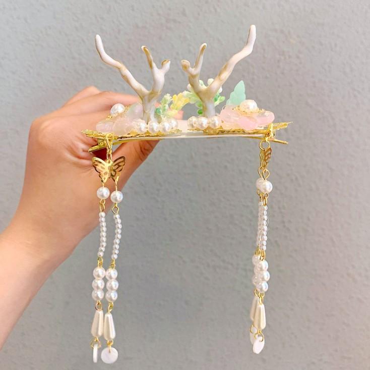 

Hair Accessories 1Pair Girls Chinese Tradditonal Style Christmas Antlers Clips Sweet Clip Headband Hairpin Fashion