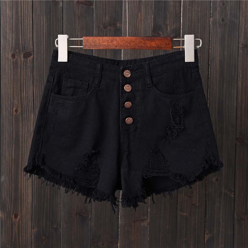 

2021plus size s-5xl casual summer women jeans shorts high waist fur-lined button pockets denim shorts n0022, Blue