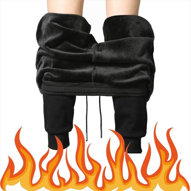 

winter fleece thick sweatpants plush women pants trousers fashion joggers pantalon homme sweat man sportswear warm, Black