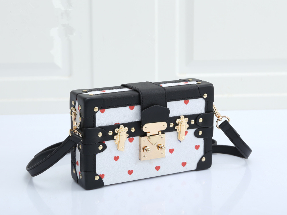 

Designer Crossbody Bags Women Luxuys Box Bag Colorful Letters and Flower Printed Designers Purses Messenger Shoulder Purse 2colors Handbag, Black