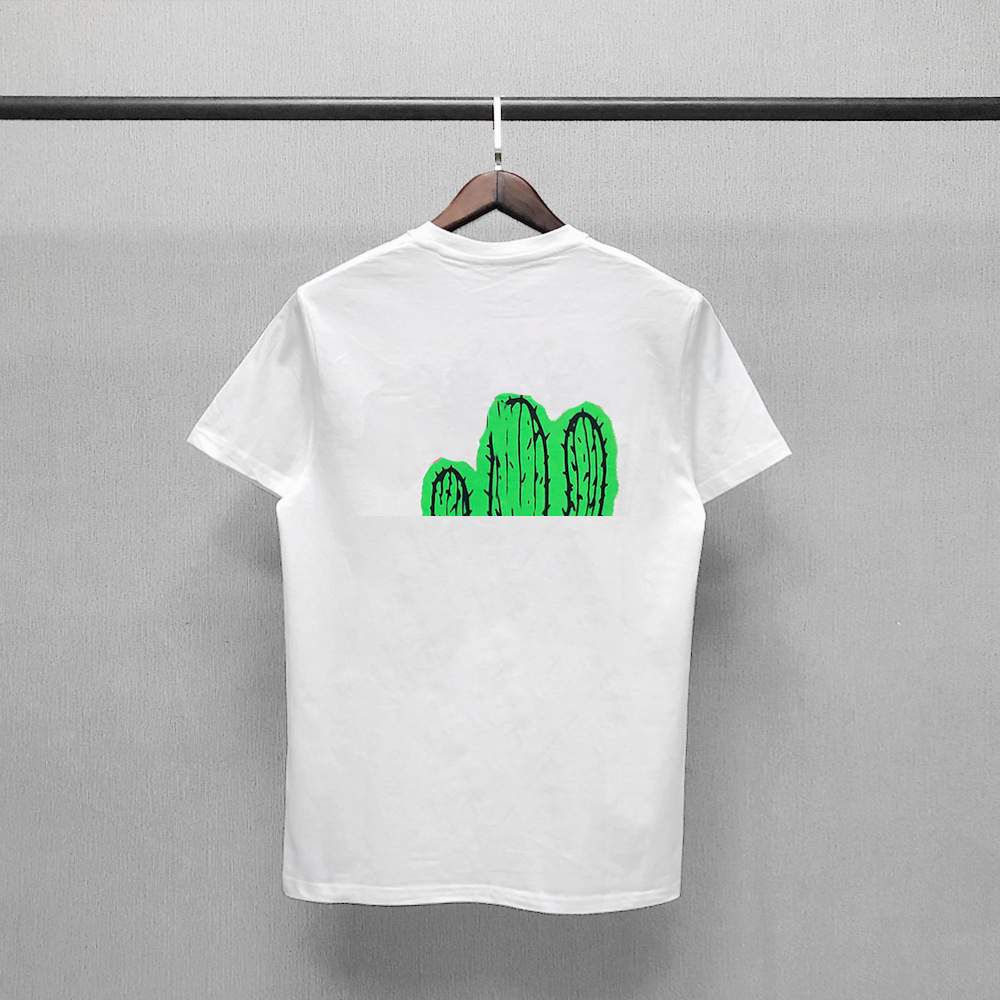 

2021new quality T-shirt cactus short sleeve hip hop loose couple wave high street men' essentials tshirt size -XL 83, White
