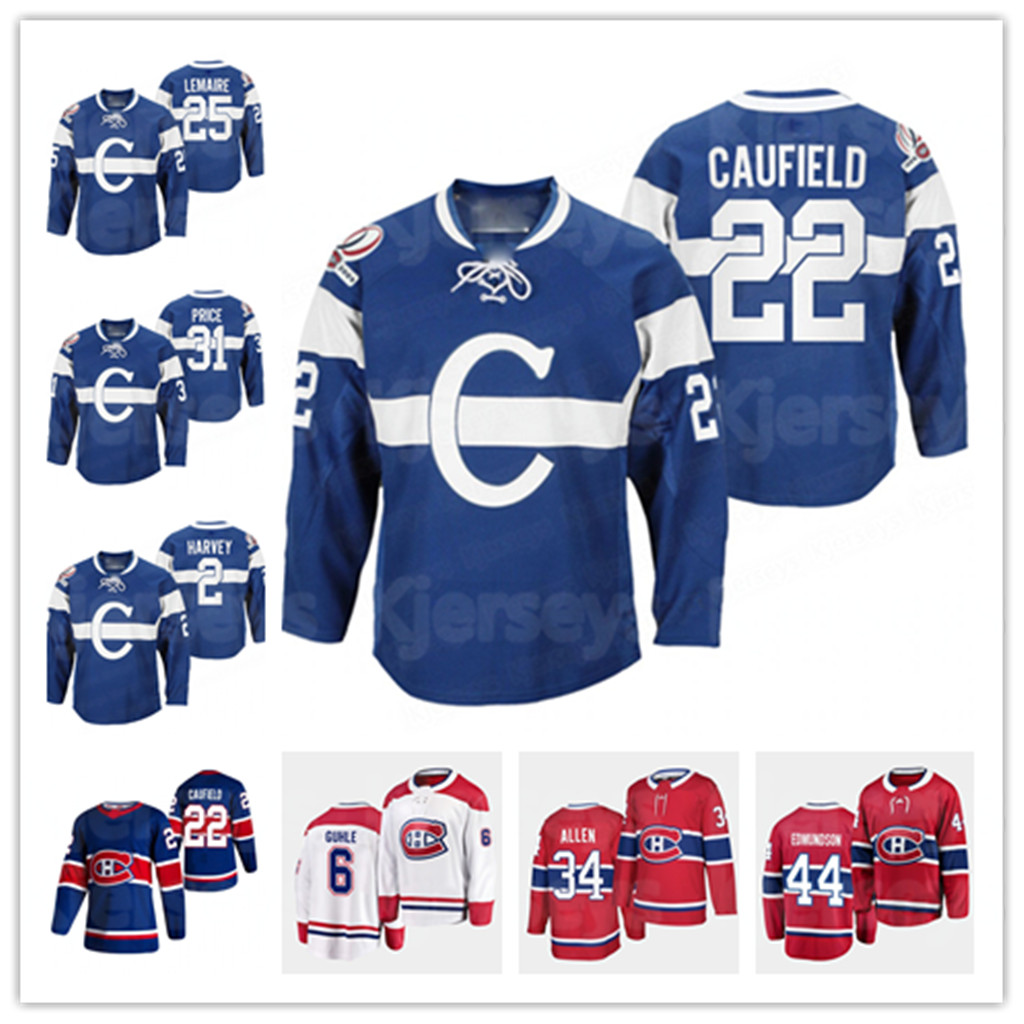 

Montreal Canadiens 100th Anniversary Celebration Blue Throwback Jersey Nick Suzuki Cole Caufield Guy Lafleu Shea Weber Carey Price Jonathan, Black;red